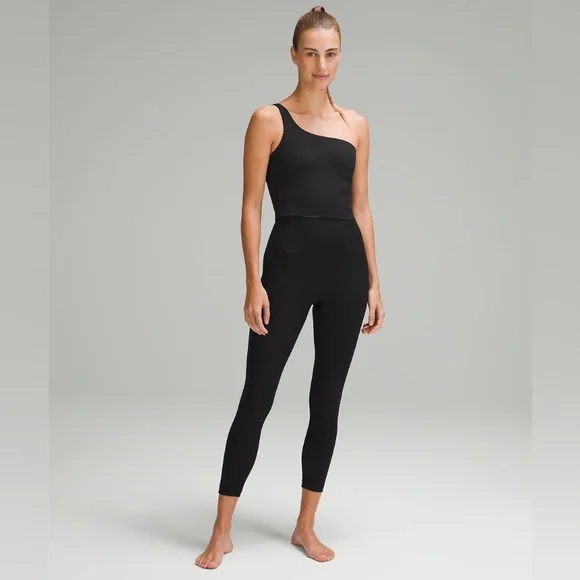 Lululemon Ribbed Nulu Asymmetrical Yoga Tank Top in Black Size 2 - Picture 7 of 9